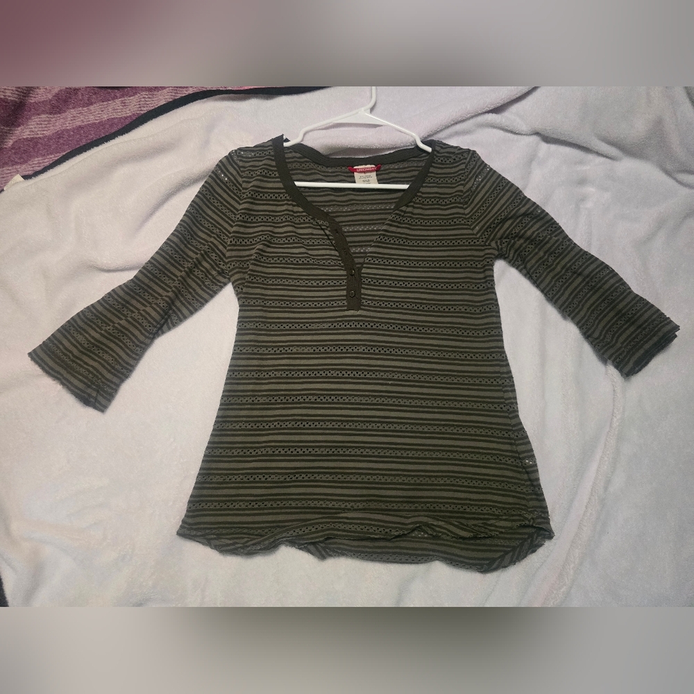 UNIONBAY Green Fitted Polo Tunic 3/4 Sleeve